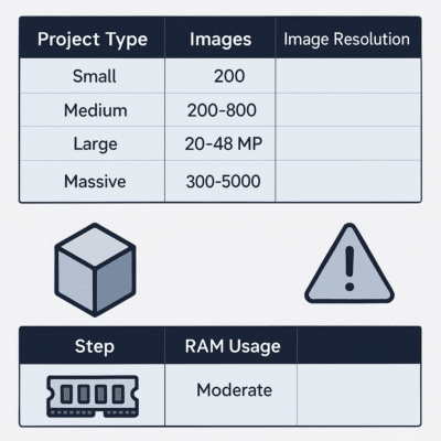How Much RAM Do You Need for Large Metashape Projects and 3D PDF Exports?