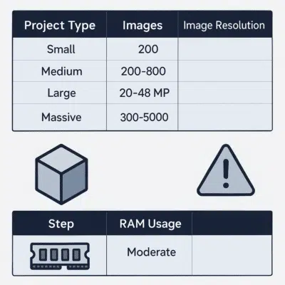 How Much RAM Do You Need for Large Metashape Projects and 3D PDF Exports?