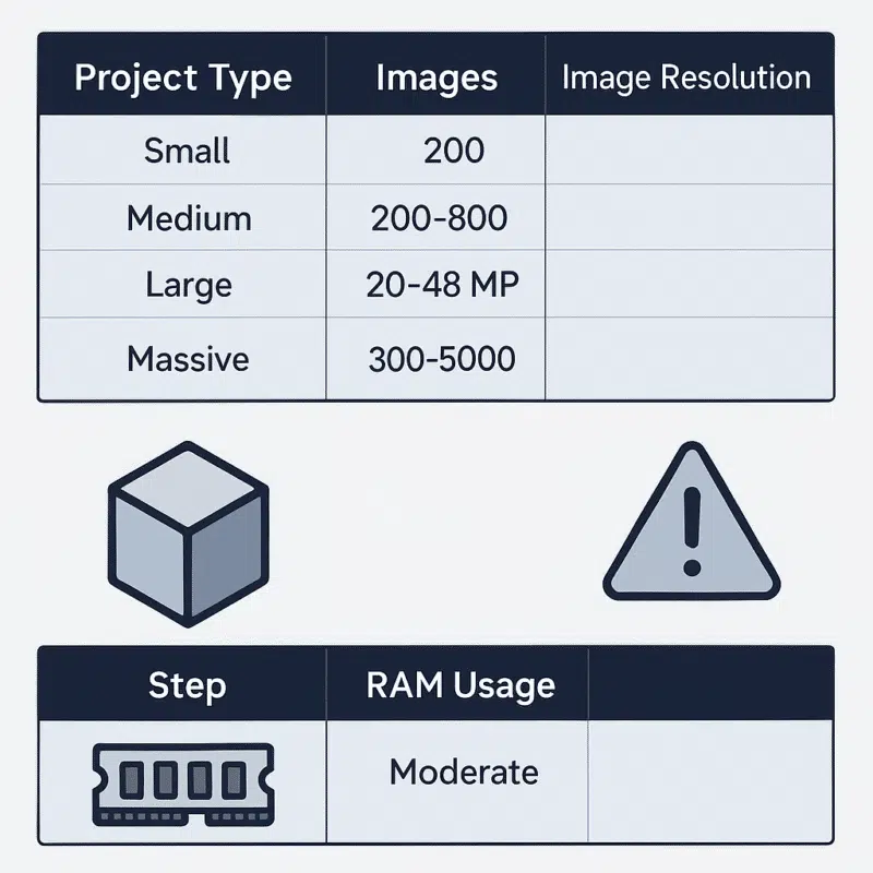 How Much RAM Do You Need for Large Metashape Projects and 3D PDF Exports?